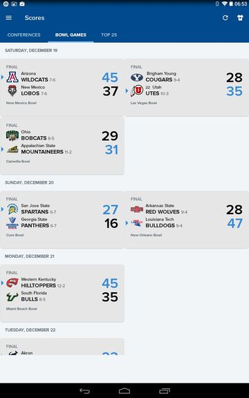 college football results apps android 4