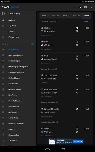 college football results apps android 5