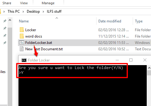 execute FolderLocker.bat file and press Y