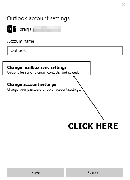 mail settings pop up box