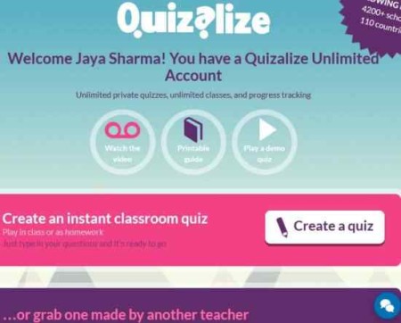 quizalize teacher signed up