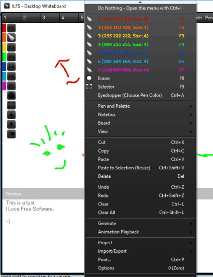 right-click context menu options