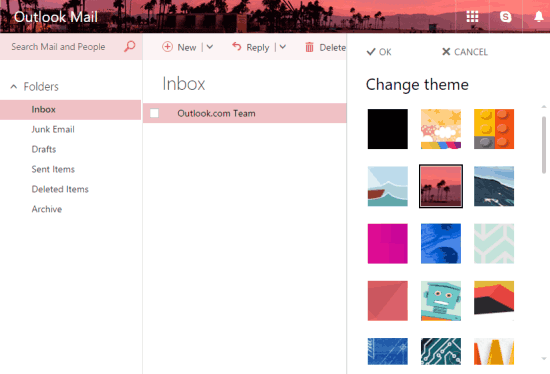 select a theme and press OK button to save it