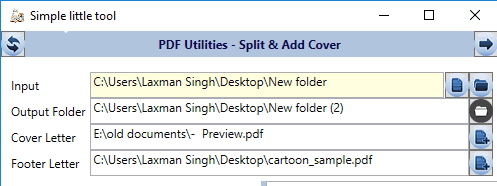 set input and output folders and cover and footer letters