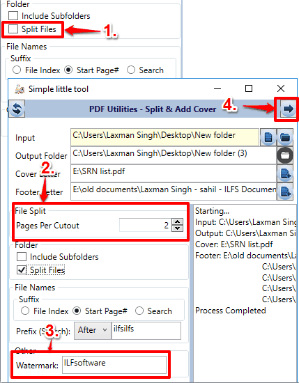 set pages per cutout and process input PDF files