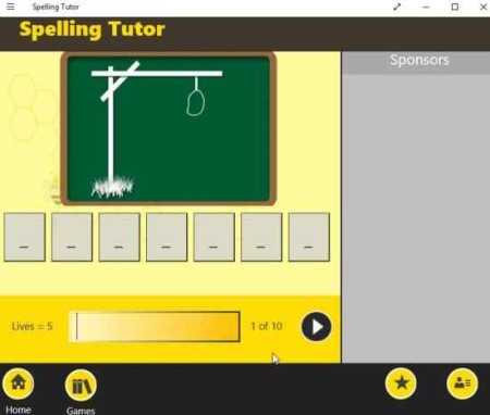 spelling tutor hangman game