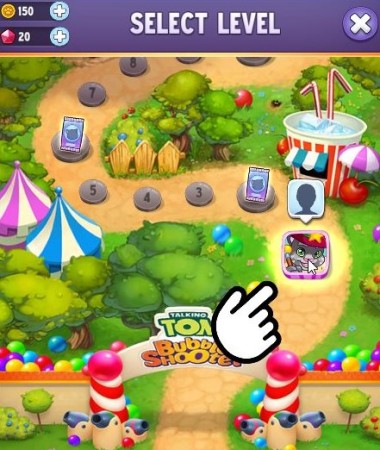 talking tom bubble shooter level selection