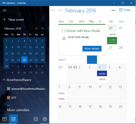 use Google Calendar with Windows 10 Calendar App