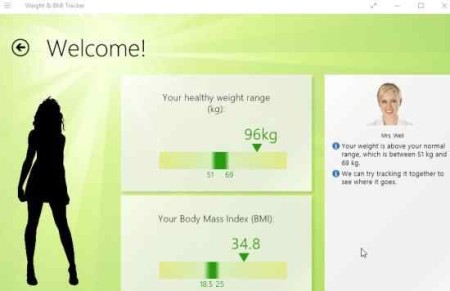 weight and bmi tracker display