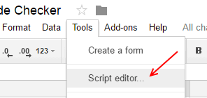 Google Sheets Script Editor Menu