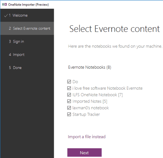 OneNote Importer- import Evernote Notebooks to OneNote