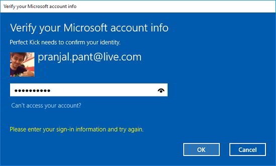 Perfect Kick login with microsoft account