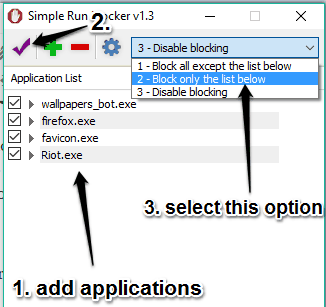 add applications to block list