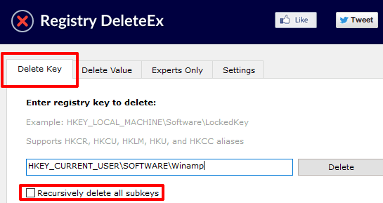 delete key tab