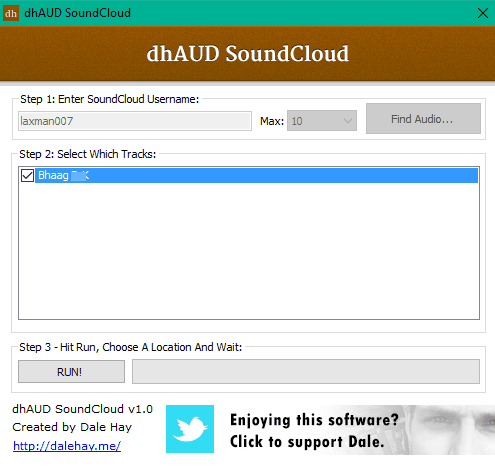 dhAUD SoundCloud- interface