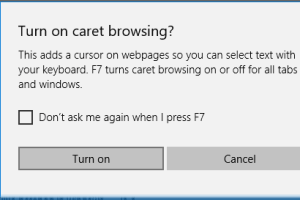 enable caret browsing in Microsoft Edge