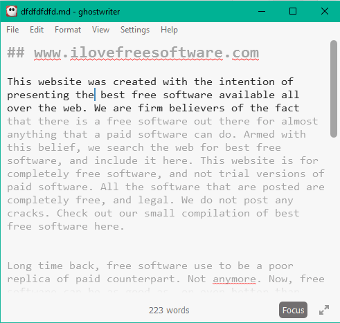 ghostwriter- free Markdown Editor with spell checker and focus mode