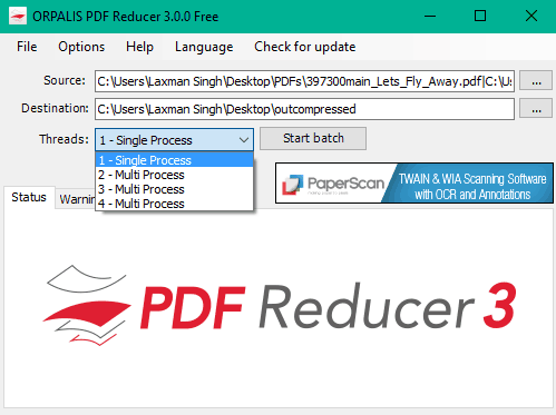 insert PDFs and bulk compress them