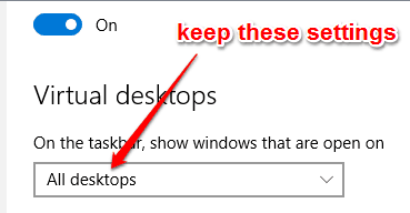 keep All desktops setting