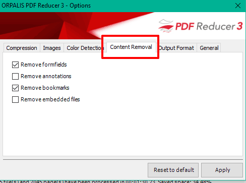 remove PDF content