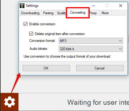 set converting options