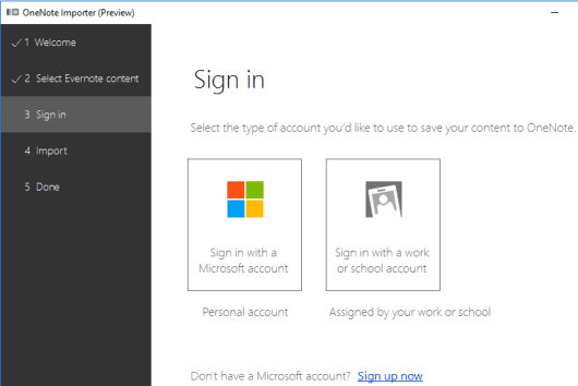 sign in to your OneNote account
