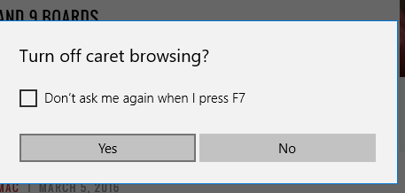 turn off caret browsing