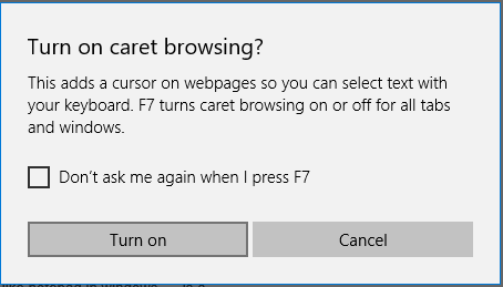 turn on caret browsing