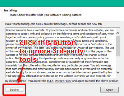 use Decline button to ignore third-party tools