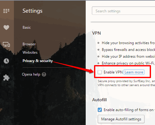 Enable VPN