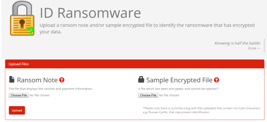ID Ransomware interface