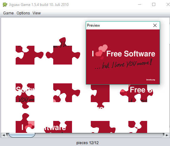 Jigsaw puzzle software- interface