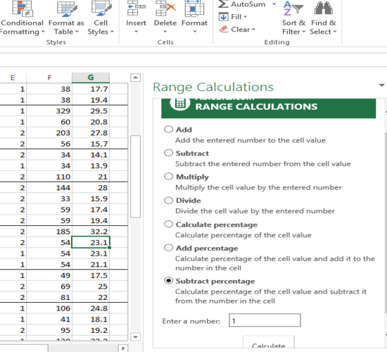 Range Calculations Excel add-in recording