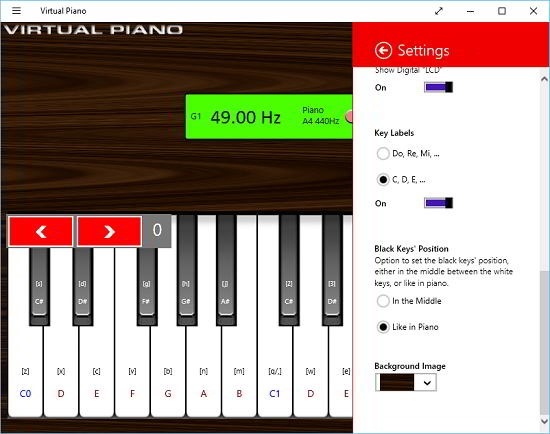 Virtual Piano more settings