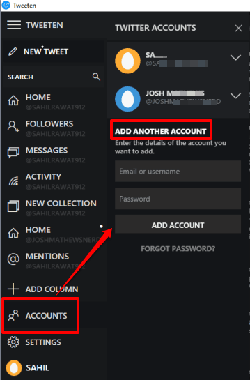 add more twitter accounts