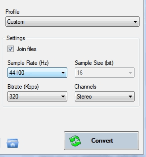 adjust output settings and start conversion