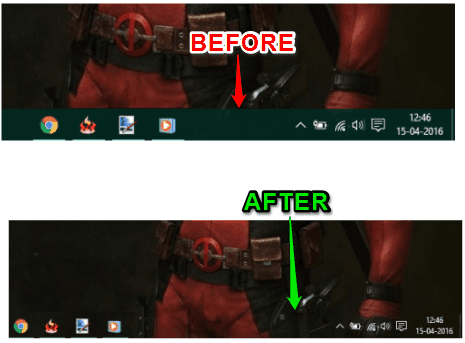 before and after taskbar comparison