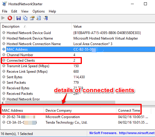 create wifi hotspot and check details of connected clients