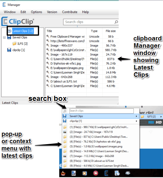 free clipboard manager with context menu and manager window