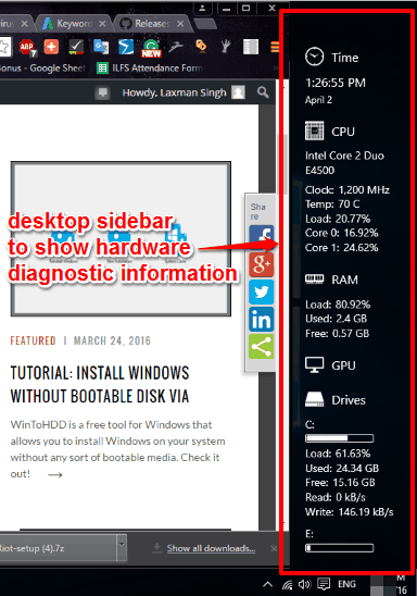 free software to monitor ram, cpu in a sidebar