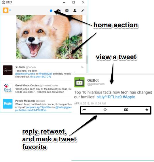 home section and view a tweet separately