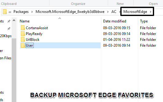how to backup Microsoft Edge favorites