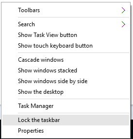 lock taskbar