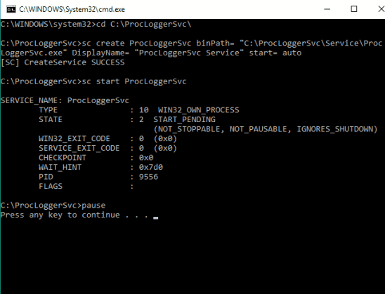 run Process Logger service