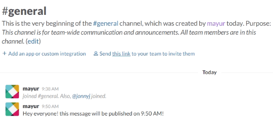 Slack message Scheduler Schedul.io