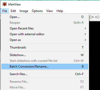 select batch conversion option in file menu