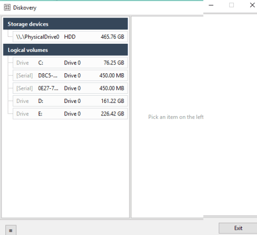 select storage device or a logical volume to view the information