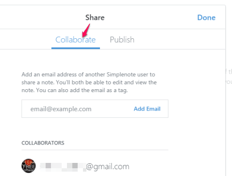 share note for collaboration