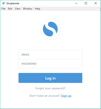 sign in with your Simplenote account