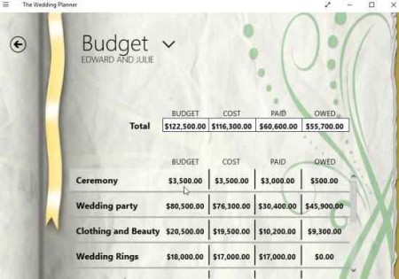 the wedding planner budget